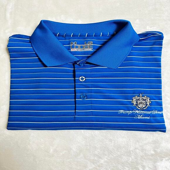 Trump National Golf Polo Under Armour Heat Gear Men's L Turquoise Doral Miami FL - Picture 9 of 9